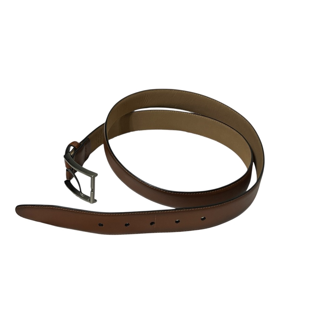 Dockers Men's Brown Genuine Leather Belt Silver Buckle Classic Style Size 40